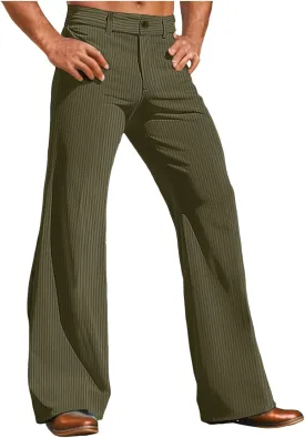 Fare Pants Men Corduroy Vintage Bell Bottom Pants 60s 70s Disco Outfits Stretch Slim Fitted Hippie Party Trousers