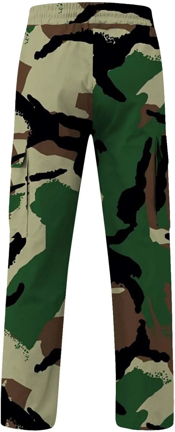 Finelylove Cargo Pants for Men Relaxed Fit Casual Camo Pants Lightweight Straight Cargo Sweatpants Outdoor Hiking Jogger
