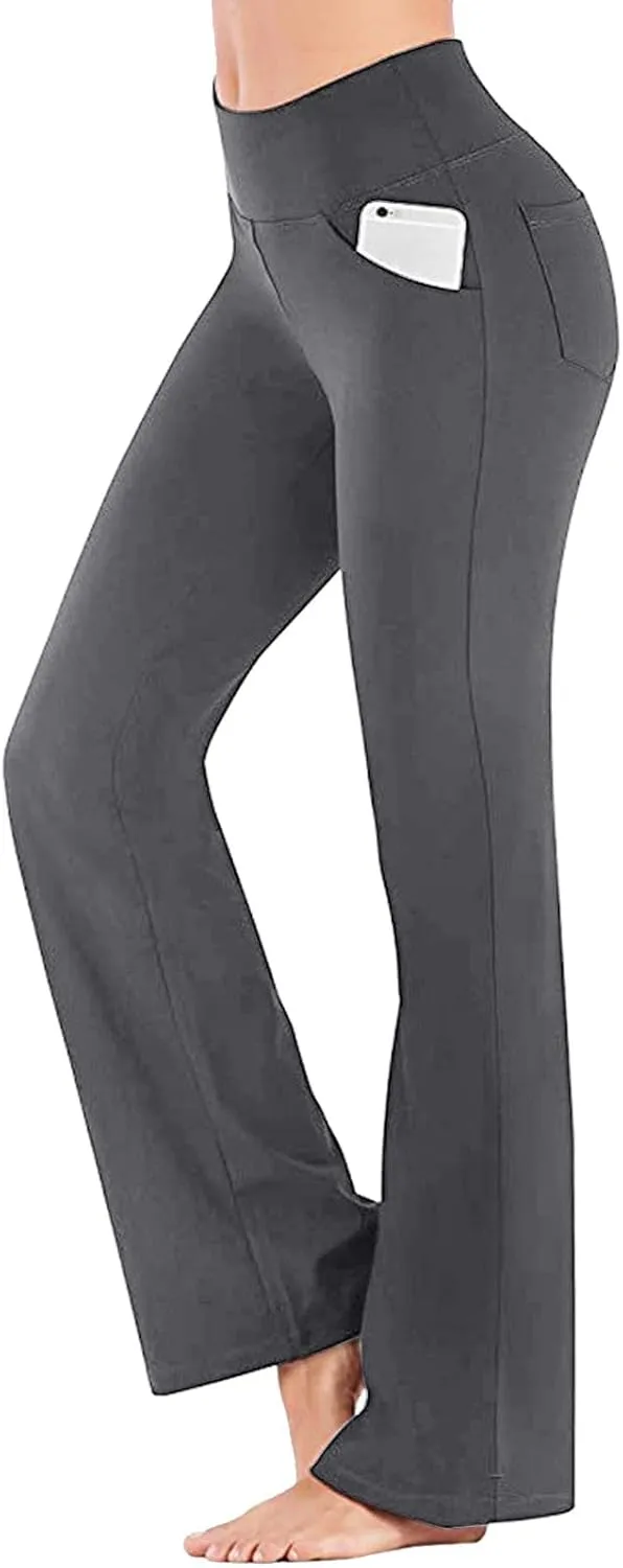 Flare Yoga Pants For Women Long Workout Legging Bell Bottom High Rise Stretch Bootcut Pull On Casual Lounge Trouser