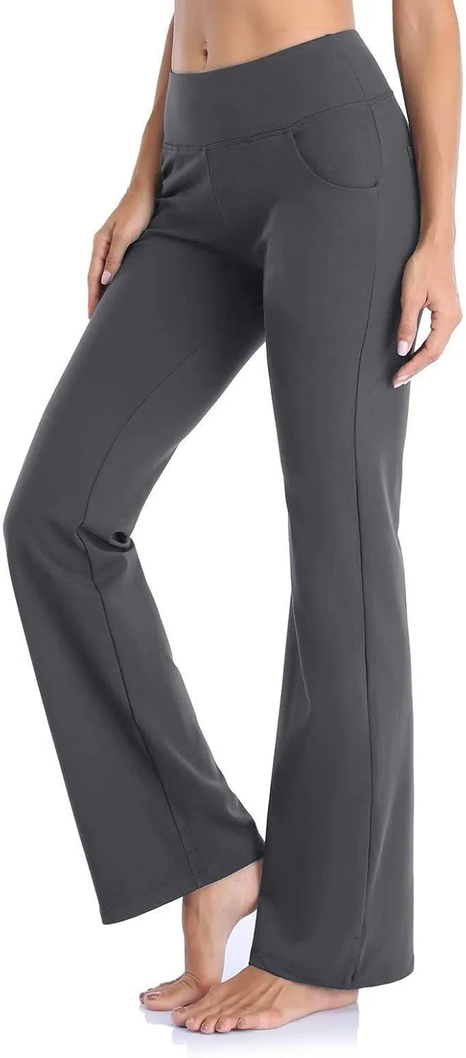 Flare Yoga Pants For Women Long Workout Legging Bell Bottom High Rise Stretch Bootcut Pull On Casual Lounge Trouser