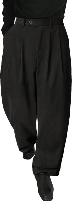 Floerns Men's Slant Pocket Tailored Pants Work Office Fold Pleated Trousers