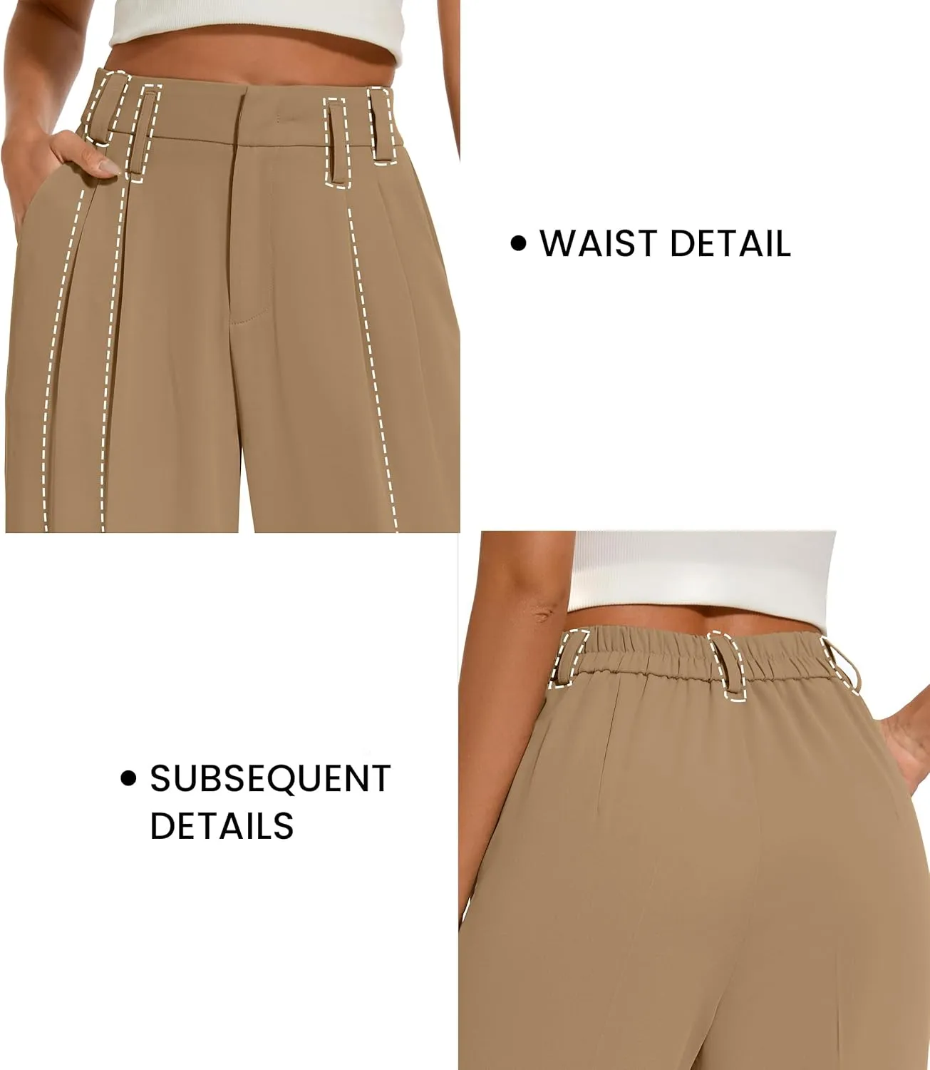 FUNYYZO Women's Loose Pleated Front Long Pants Wide Leg Trousers Solid Causal Dressy