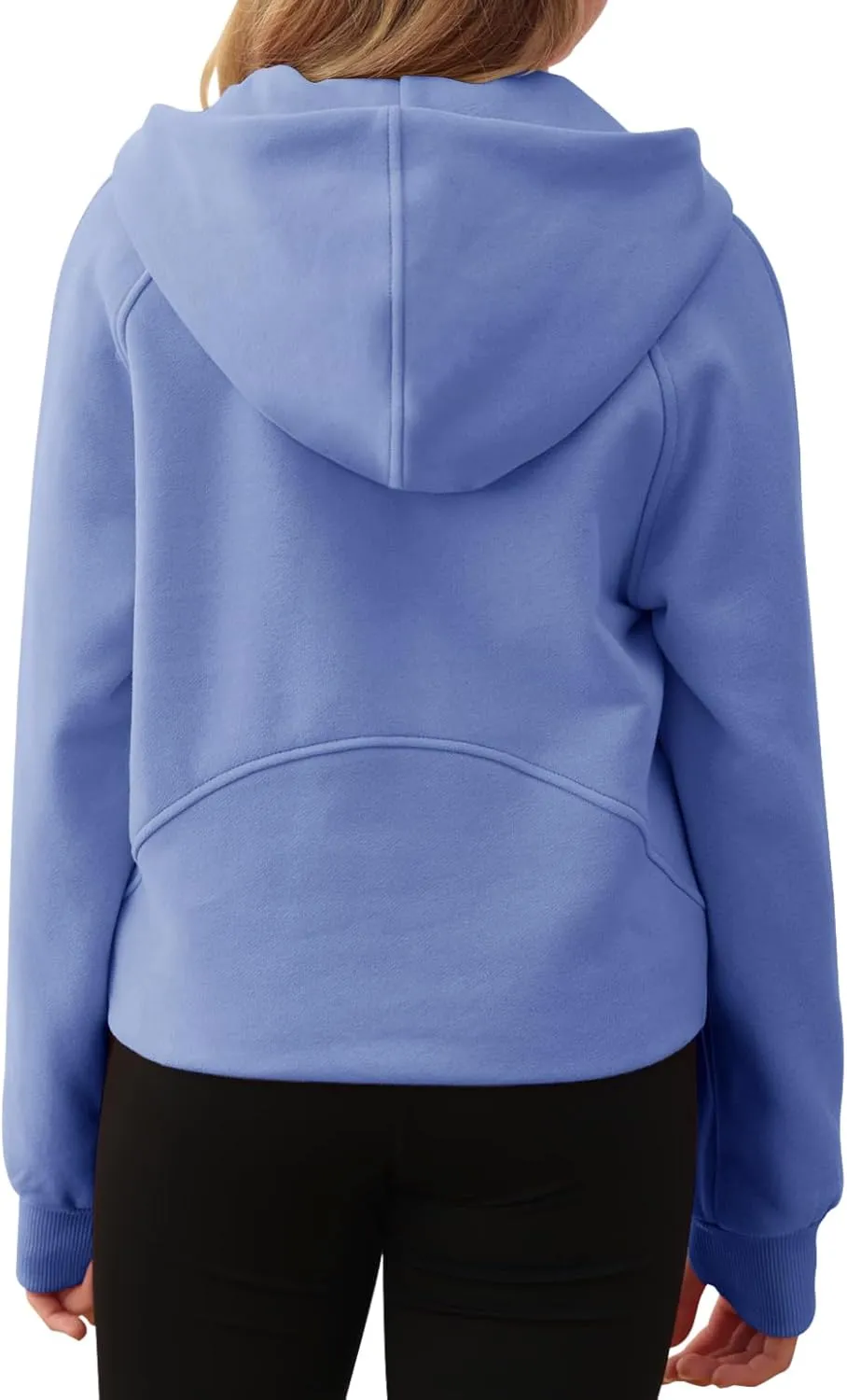 Girls Half Ziper Collar Cropped Hoodies Long Sleeve Fleece Zip Up Pullover Sweatshirts