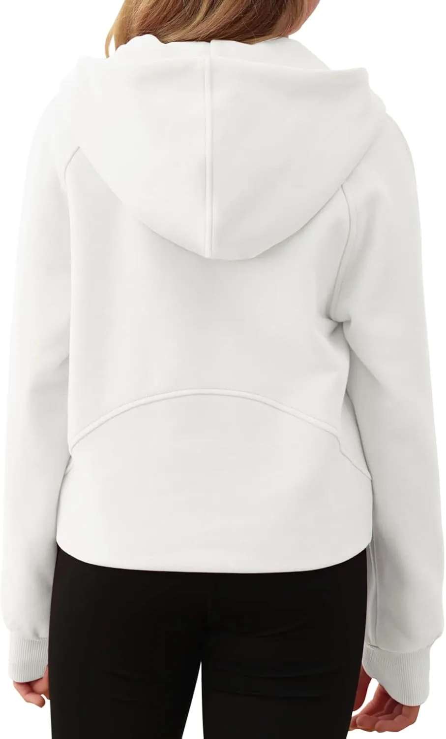 Girls Half Ziper Collar Cropped Hoodies Long Sleeve Fleece Zip Up Pullover Sweatshirts