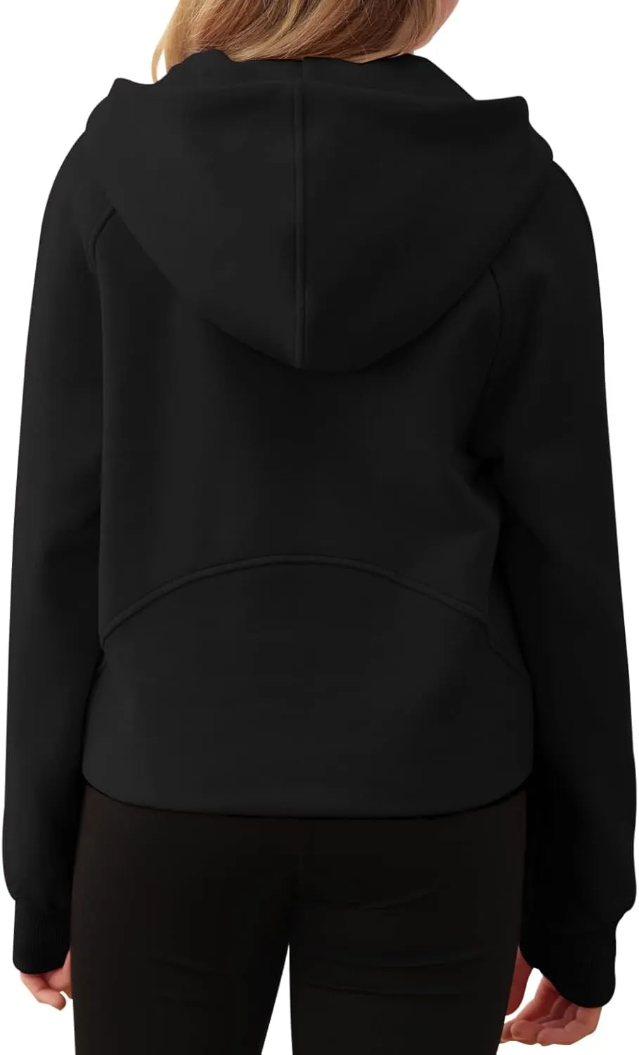 Girls Half Ziper Collar Cropped Hoodies Long Sleeve Fleece Zip Up Pullover Sweatshirts