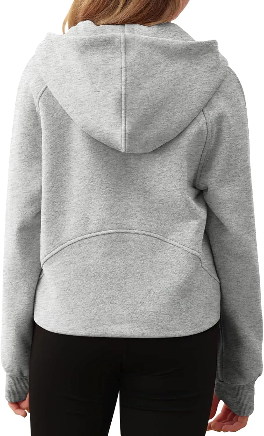 Girls Half Ziper Collar Cropped Hoodies Long Sleeve Fleece Zip Up Pullover Sweatshirts
