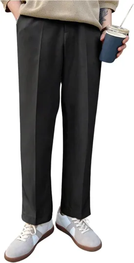 GORGLITTER Men's Dress Pants Straight Leg Pleated Office Slacks Business Casual Pants