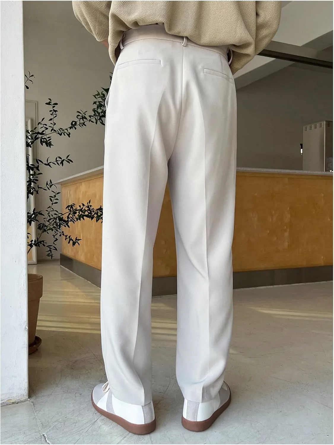 GORGLITTER Men's Dress Pants Straight Leg Pleated Office Slacks Business Casual Pants