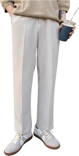 GORGLITTER Men's Dress Pants Straight Leg Pleated Office Slacks Business Casual Pants