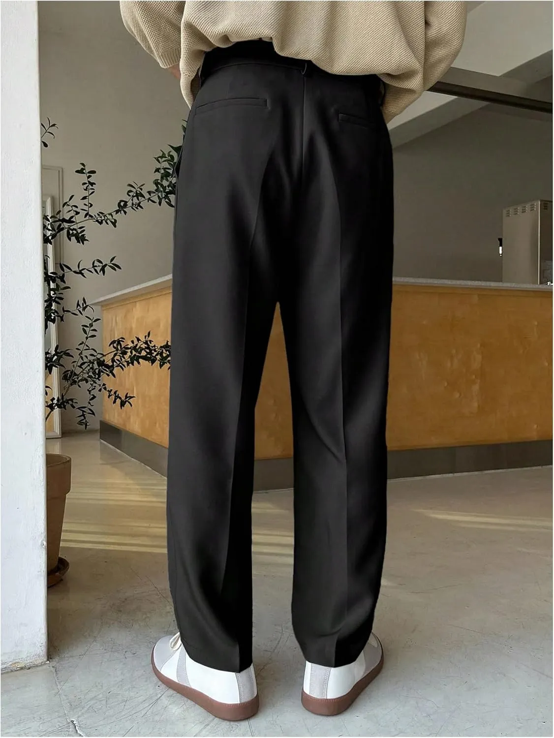 GORGLITTER Men's Dress Pants Straight Leg Pleated Office Slacks Business Casual Pants