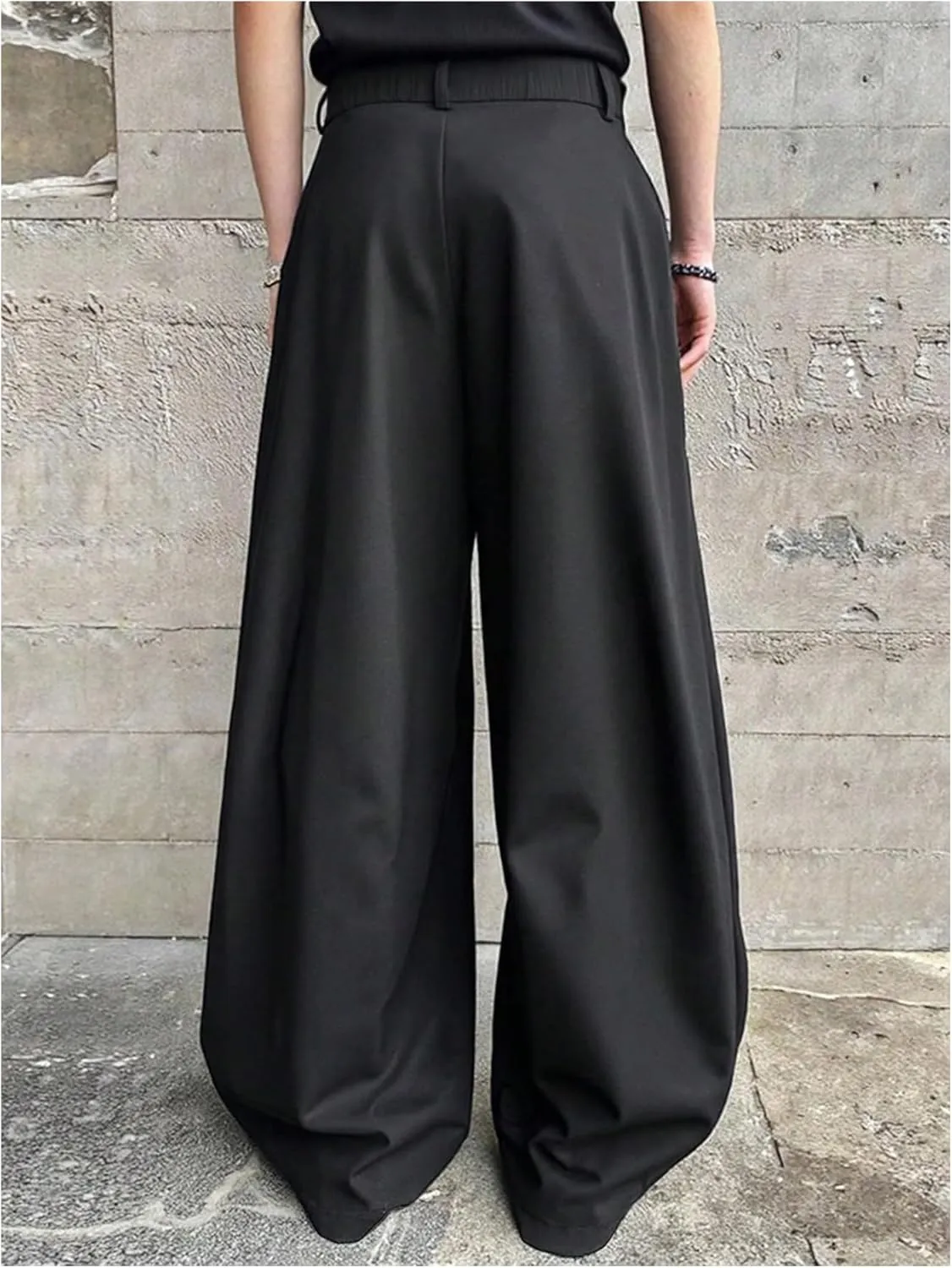 GORGLITTER Men's Pleated Wide Leg Pants Straight High Waisted Work Pants Trousers with Pocket