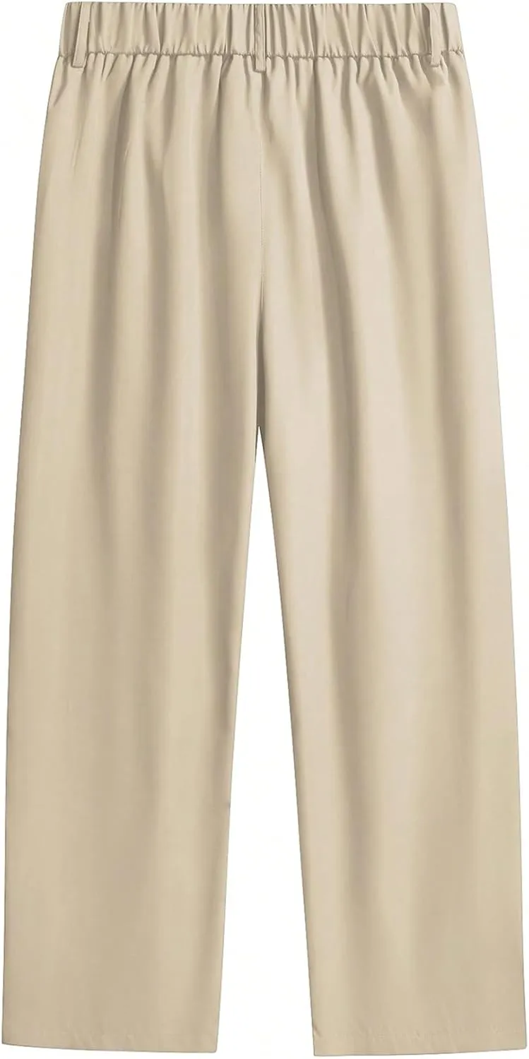 GORGLITTER Men's Pleated Wide Leg Pants Straight High Waisted Work Pants Trousers with Pocket