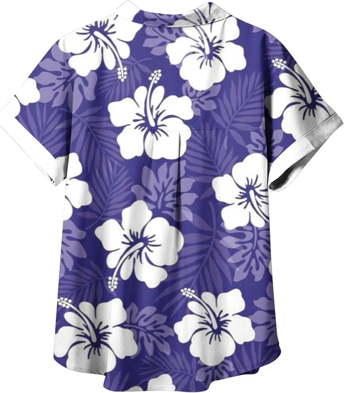 Hawaiian Shirts for Women Button Down Short Sleeve V Neck T Shirts Boho Floral Print Summer Blouses with Pockets