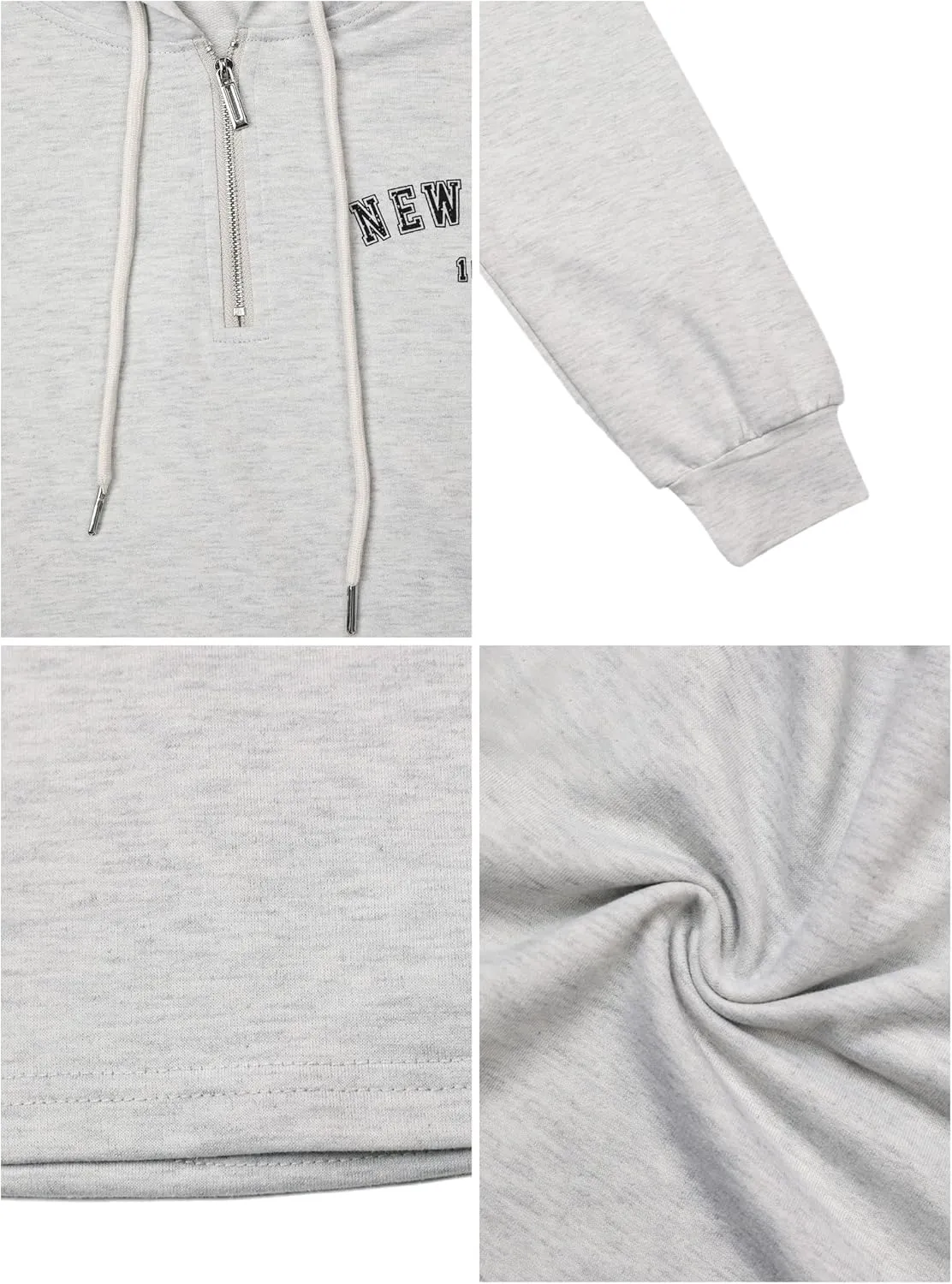 Hilinker Womens Graphic Cropped Hoodies Half Zip Sweatshirt Long Sleeve Pullover Tops
