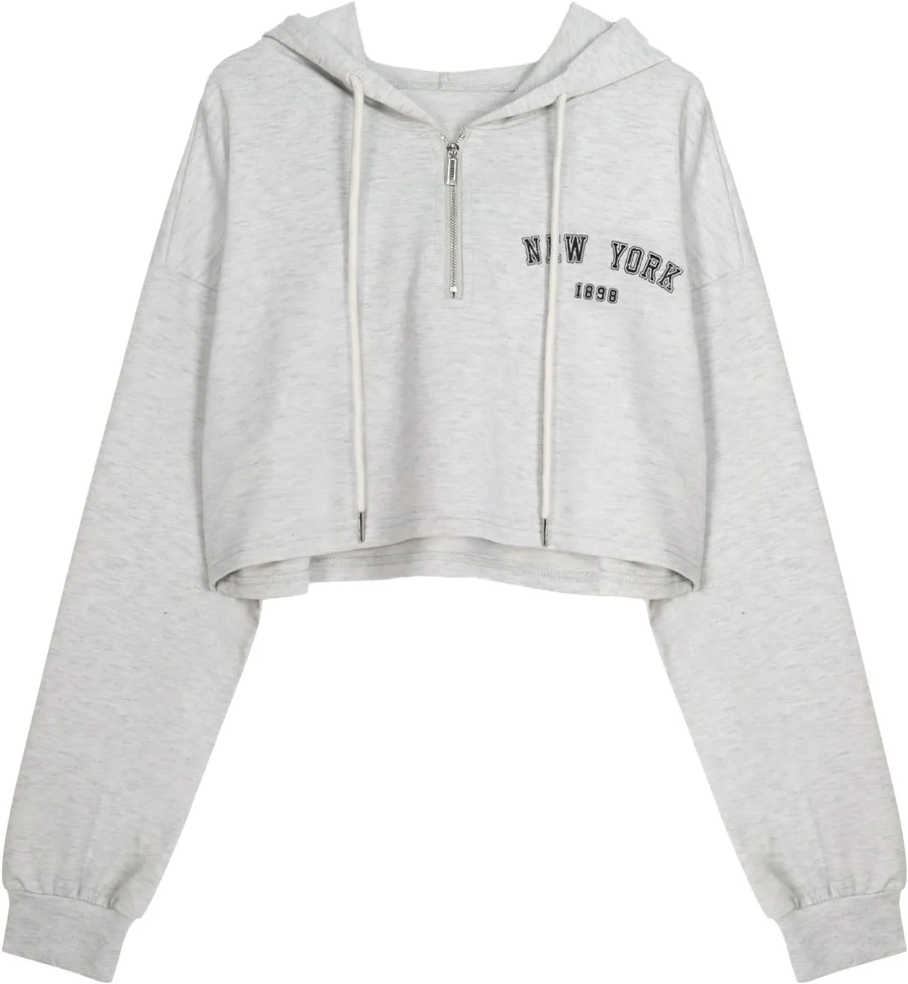 Hilinker Womens Graphic Cropped Hoodies Half Zip Sweatshirt Long Sleeve Pullover Tops