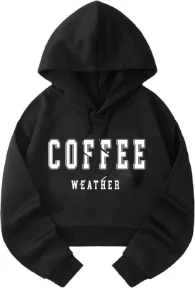 Hilinker Womens Graphic Long Sleeve Cropped Hoodies Drawstring Hooded Sweatshirt