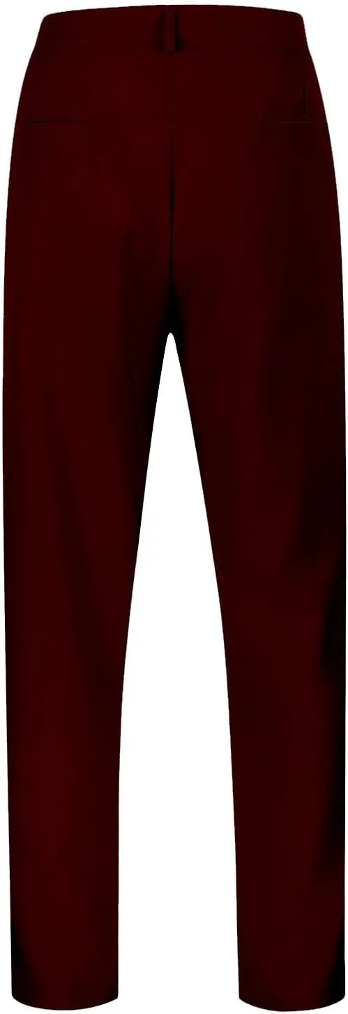 Mens Pleated Front Casual Work Pants Wrinkle-Free Regular Fit Work Dress Pants Big and Tall Stretch Chinos Trousers