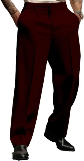 Mens Pleated Front Casual Work Pants Wrinkle-Free Regular Fit Work Dress Pants Big and Tall Stretch Chinos Trousers