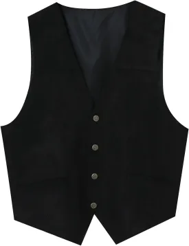 Mens Vests Leather V Neck Pocket Retro Color Vest Blouse With Button Purple Vest Brown Vest Men Black Mens Dress