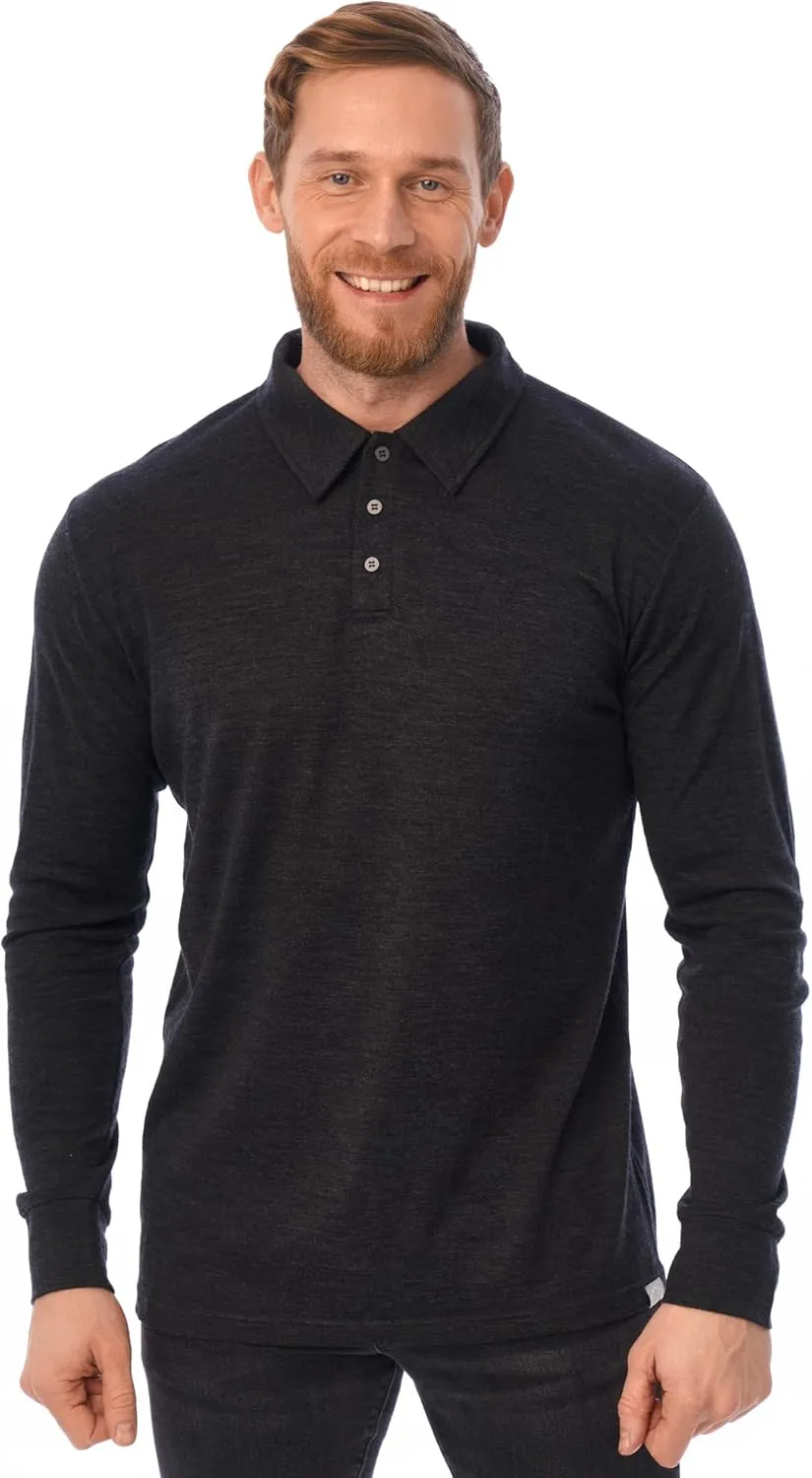 Merino Wool Polo Shirt Men - Anti-Odor 100% Merino Wool Shirts for Men Short Sleeve and Long Sleeve Breathable Polo