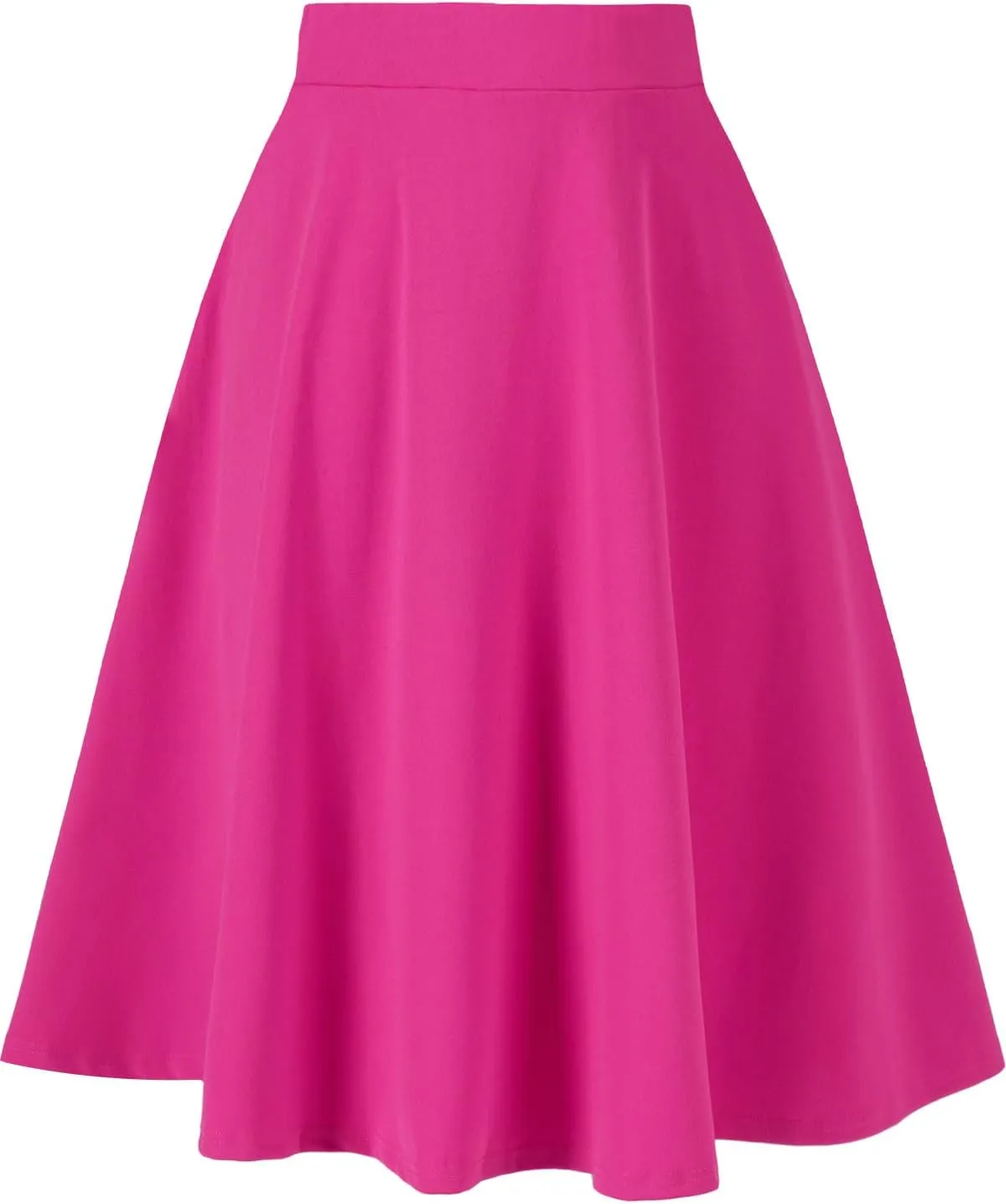 Moon Wood Women's Plus Size Midi Skirt High Elastic Waist A-Line Flared Skater Skirts with Pockets
