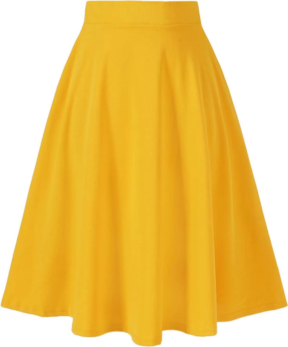 Moon Wood Women's Plus Size Midi Skirt High Elastic Waist A-Line Flared Skater Skirts with Pockets