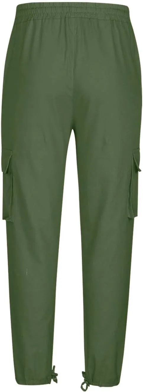 Muscularfit Cargo Pants for Men Big and Tall Elastic Waist Cotton Sweatpants Causal Solid Multi Pockets Joggers Athletic Pant