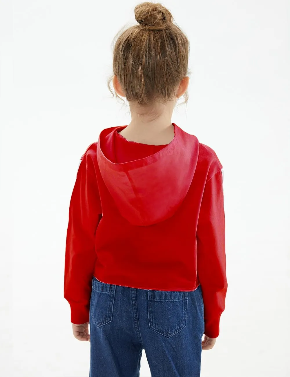 Noomelfish Girls Sparkle Long Sleeve Crop Tops Cropped Hoodies Pullover Sweatshirts (5-14 Years)
