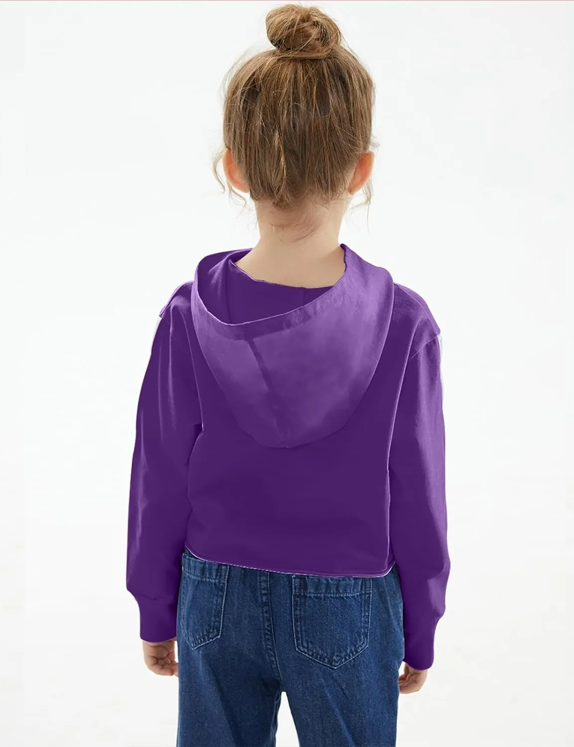 Noomelfish Girls Sparkle Long Sleeve Crop Tops Cropped Hoodies Pullover Sweatshirts (5-14 Years)