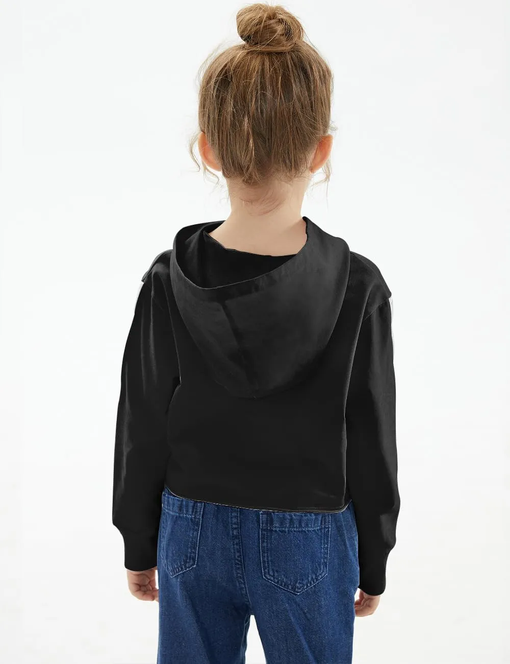 Noomelfish Girls Sparkle Long Sleeve Crop Tops Cropped Hoodies Pullover Sweatshirts (5-14 Years)