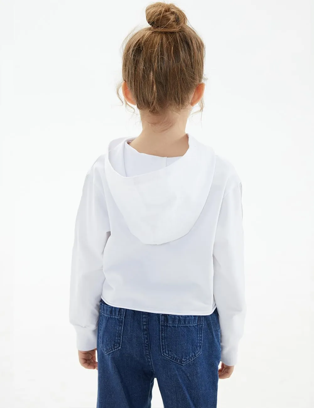 Noomelfish Girls Sparkle Long Sleeve Crop Tops Cropped Hoodies Pullover Sweatshirts (5-14 Years)