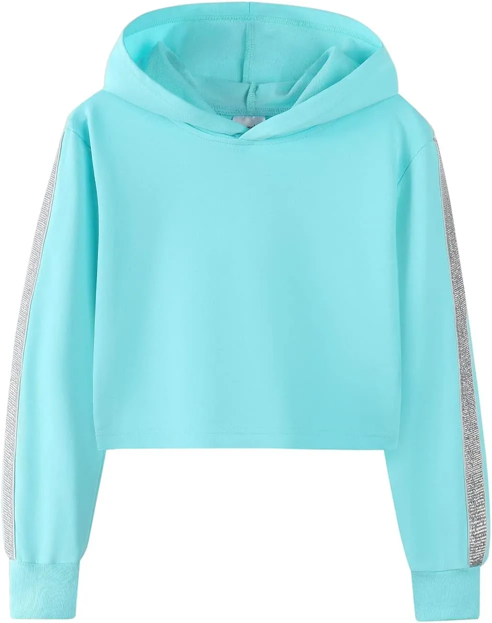 Noomelfish Girls Sparkle Long Sleeve Crop Tops Cropped Hoodies Pullover Sweatshirts (5-14 Years)