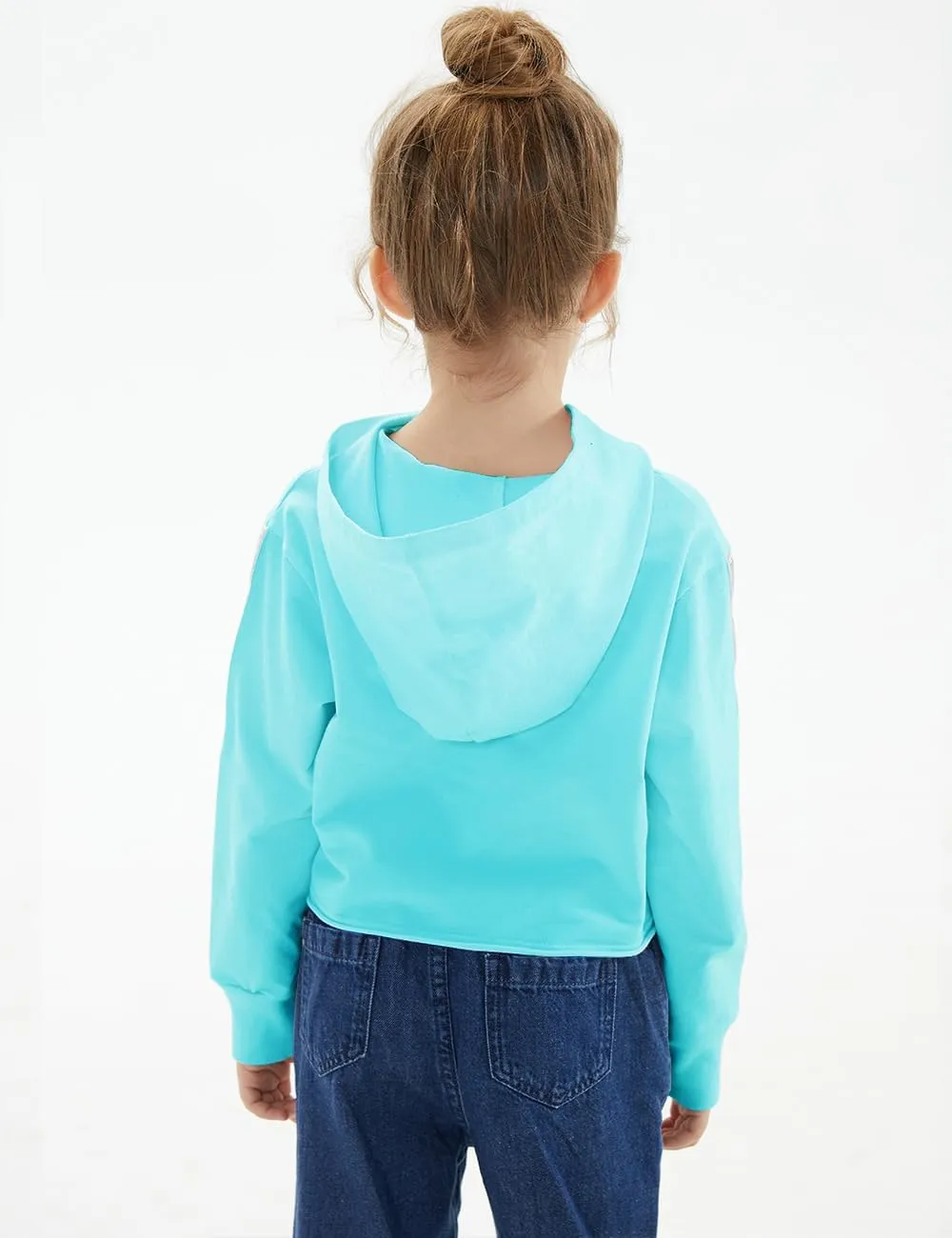 Noomelfish Girls Sparkle Long Sleeve Crop Tops Cropped Hoodies Pullover Sweatshirts (5-14 Years)