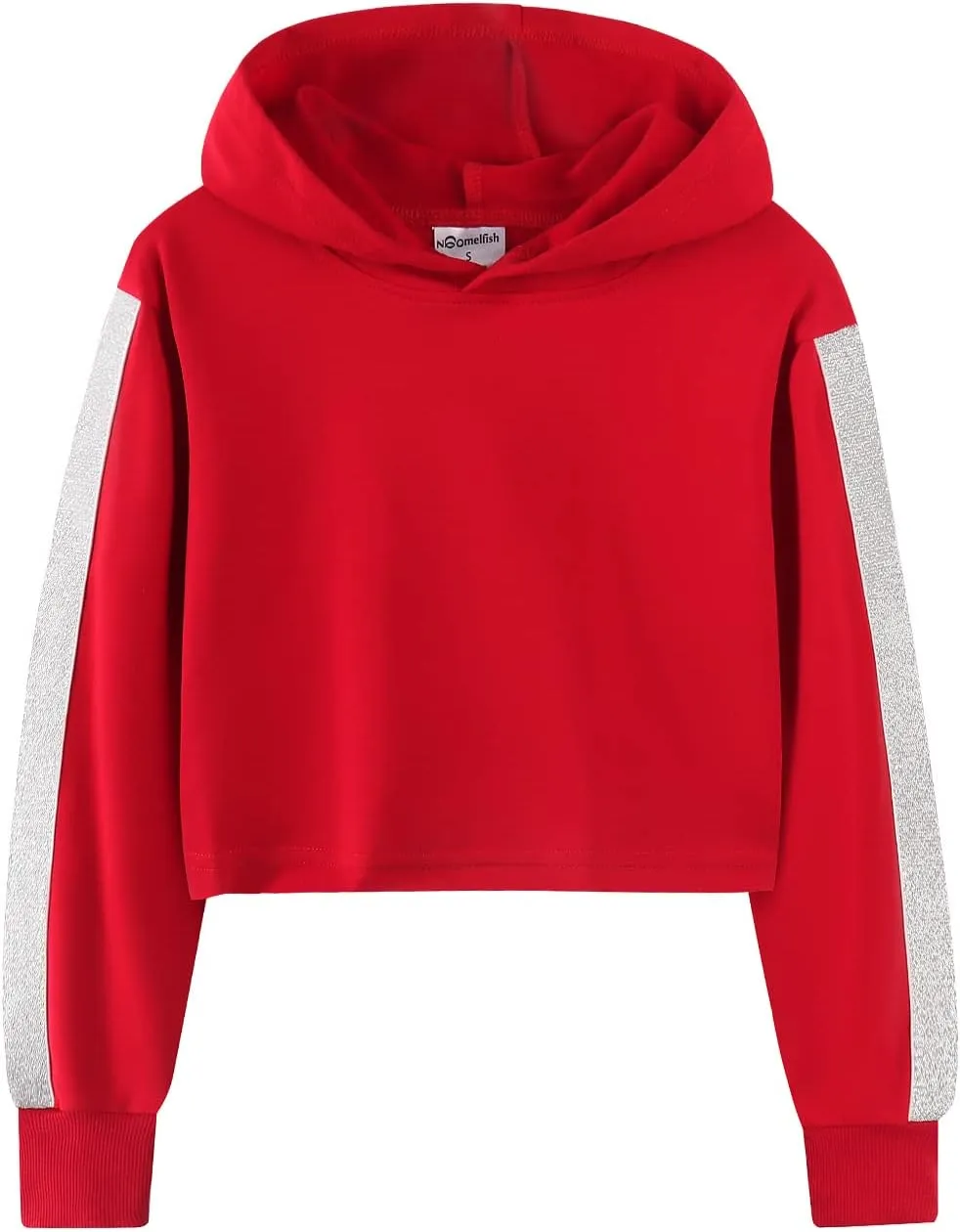 Noomelfish Girls Sparkle Long Sleeve Crop Tops Cropped Hoodies Pullover Sweatshirts (5-14 Years)