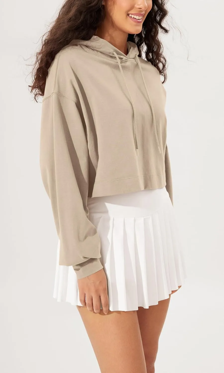 ODODOS Purevibe Cotton Cropped Hoodies for Women Long Sleeve Pullover Crop Hooded Sweatshirts