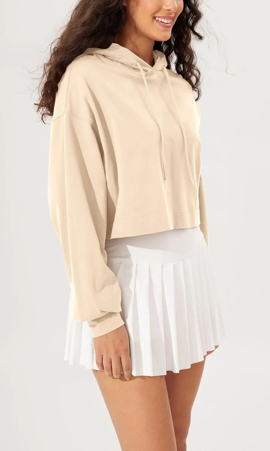 ODODOS Purevibe Cotton Cropped Hoodies for Women Long Sleeve Pullover Crop Hooded Sweatshirts
