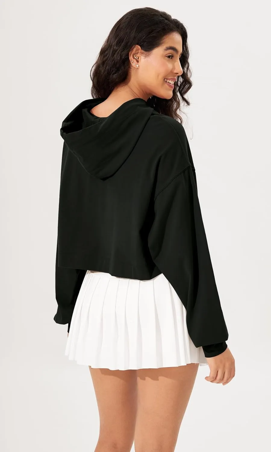 ODODOS Purevibe Cotton Cropped Hoodies for Women Long Sleeve Pullover Crop Hooded Sweatshirts