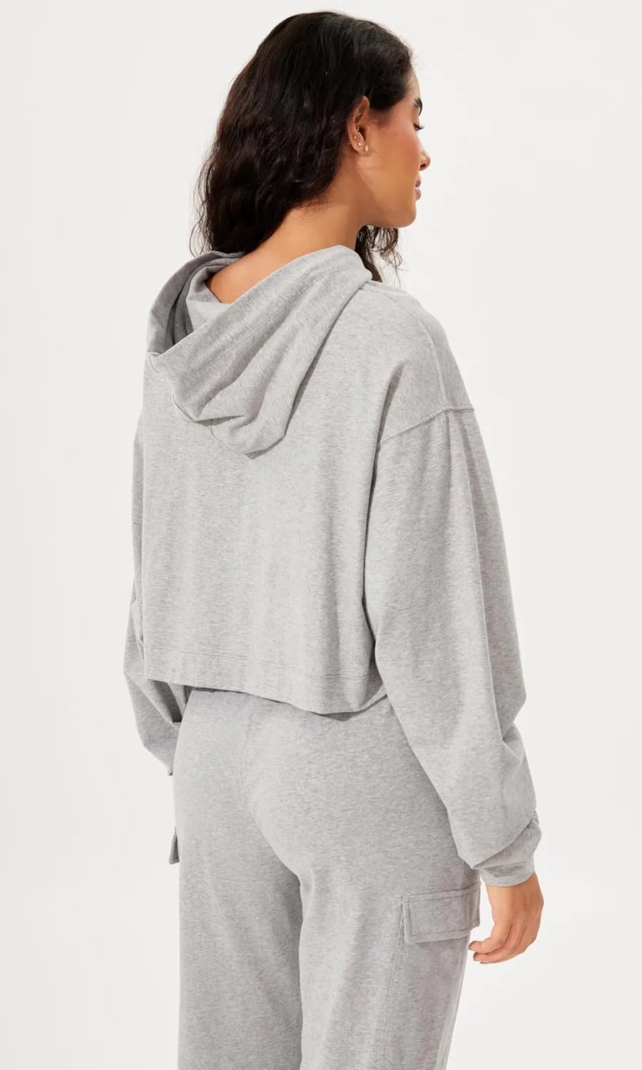 ODODOS Purevibe Cotton Cropped Hoodies for Women Long Sleeve Pullover Crop Hooded Sweatshirts