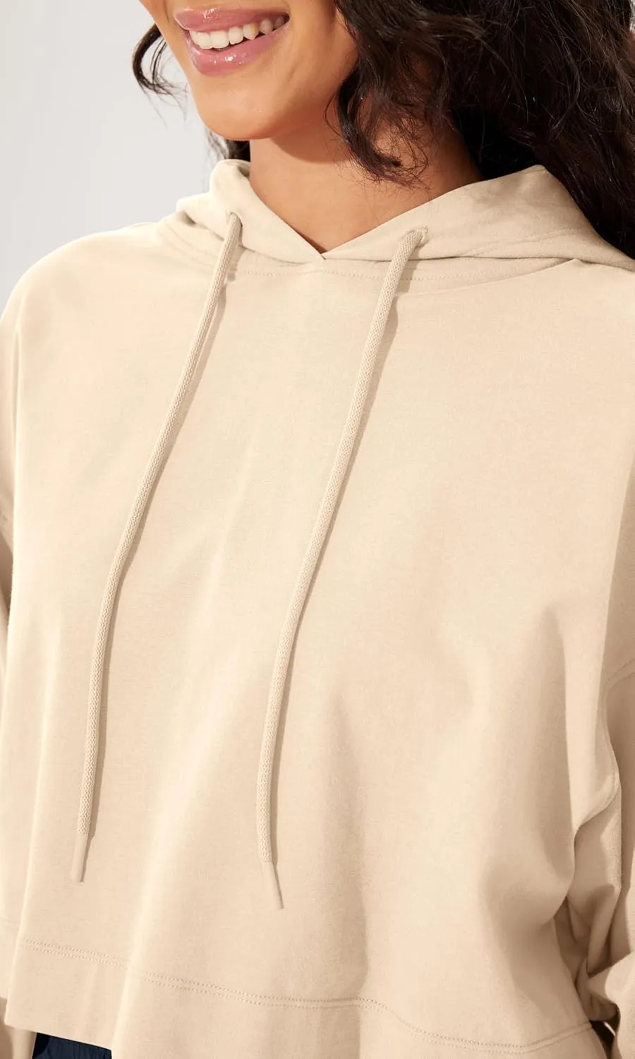 ODODOS Purevibe Cotton Cropped Hoodies for Women Long Sleeve Pullover Crop Hooded Sweatshirts