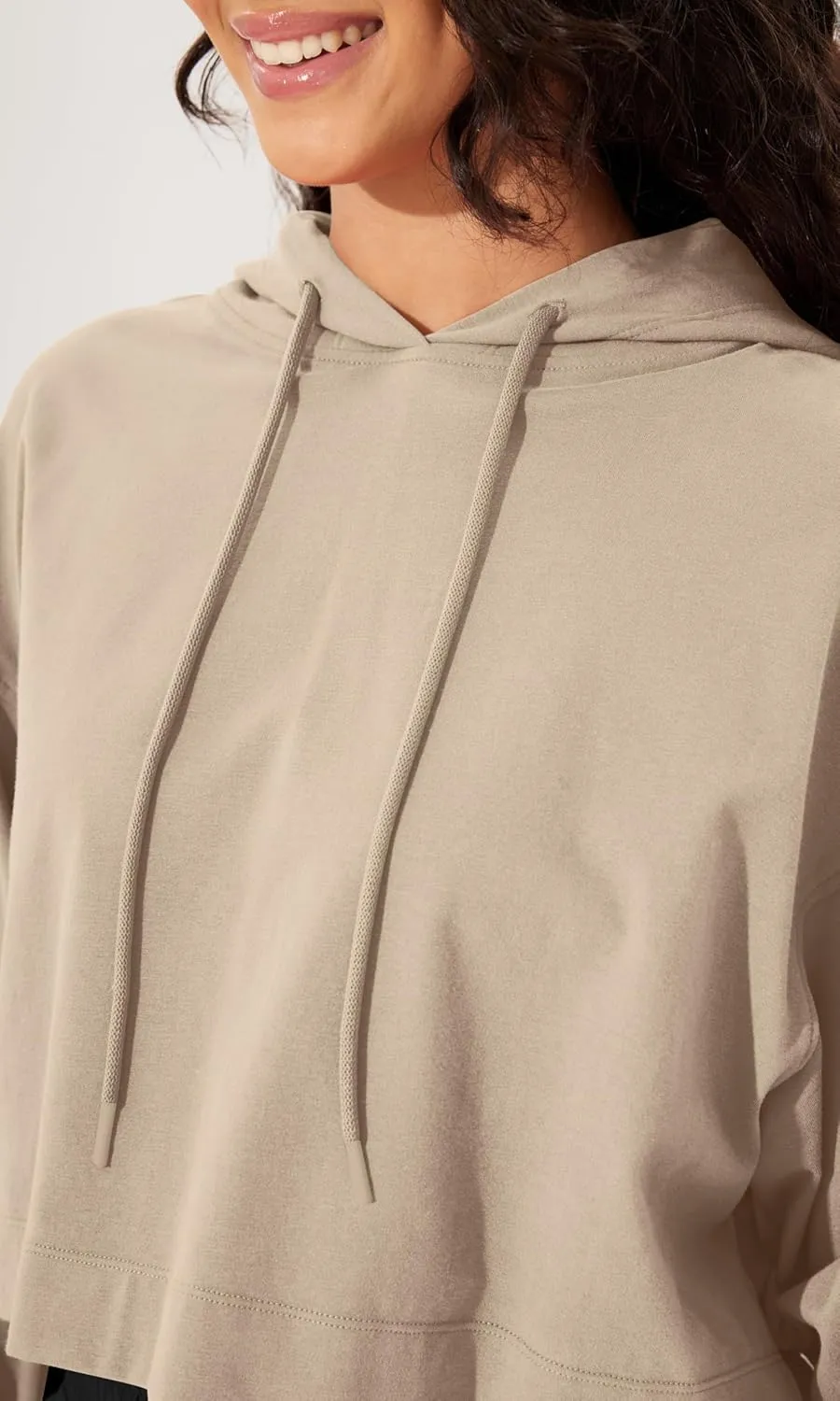ODODOS Purevibe Cotton Cropped Hoodies for Women Long Sleeve Pullover Crop Hooded Sweatshirts