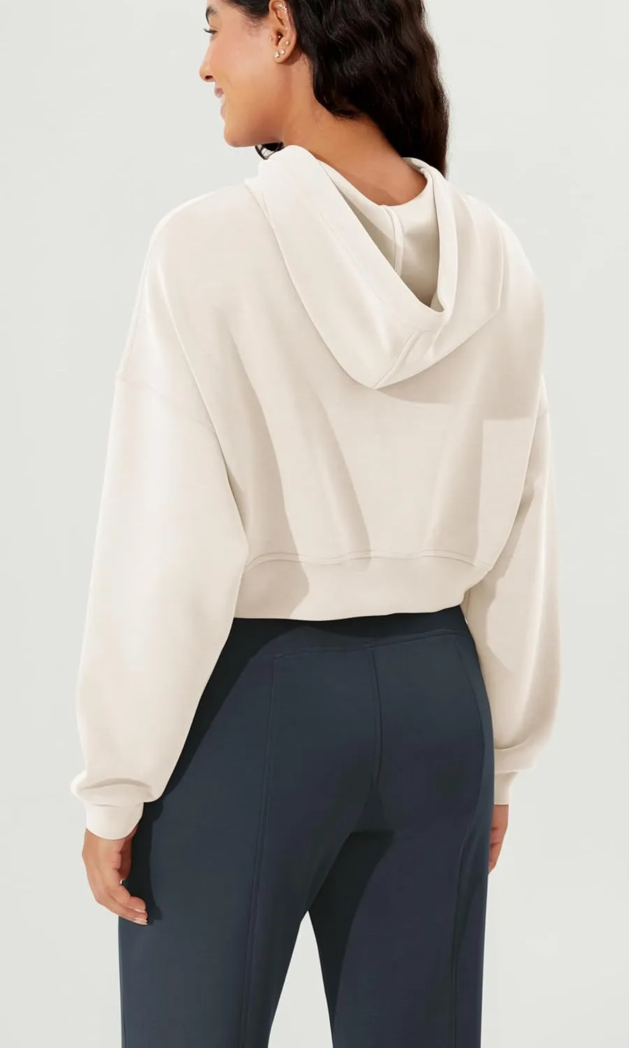 ODODOS Women's Modal Soft Full-Zip Cropped Hoodies with Pockets Long Sleeve Crop Casual Sweatshirts