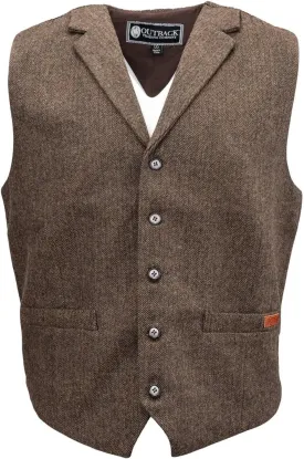 OUTBACK TRADING Men's Jessie Vest | Lightweight Button Down Wool Western Outdoor Vest with Adjustable Back Slide Belt