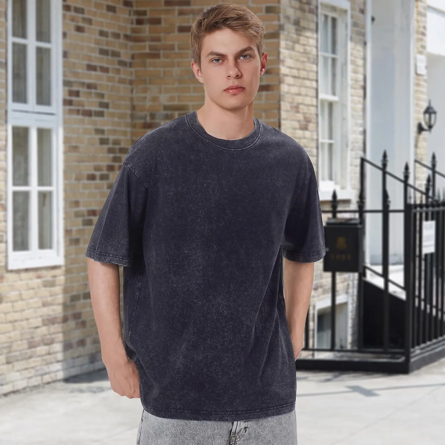 Oversized T-Shirts for Men Heavyweight Cotton Tee Crew Neck Short Sleeve Tops Men's Loose Fit Casual Fashion Shirt