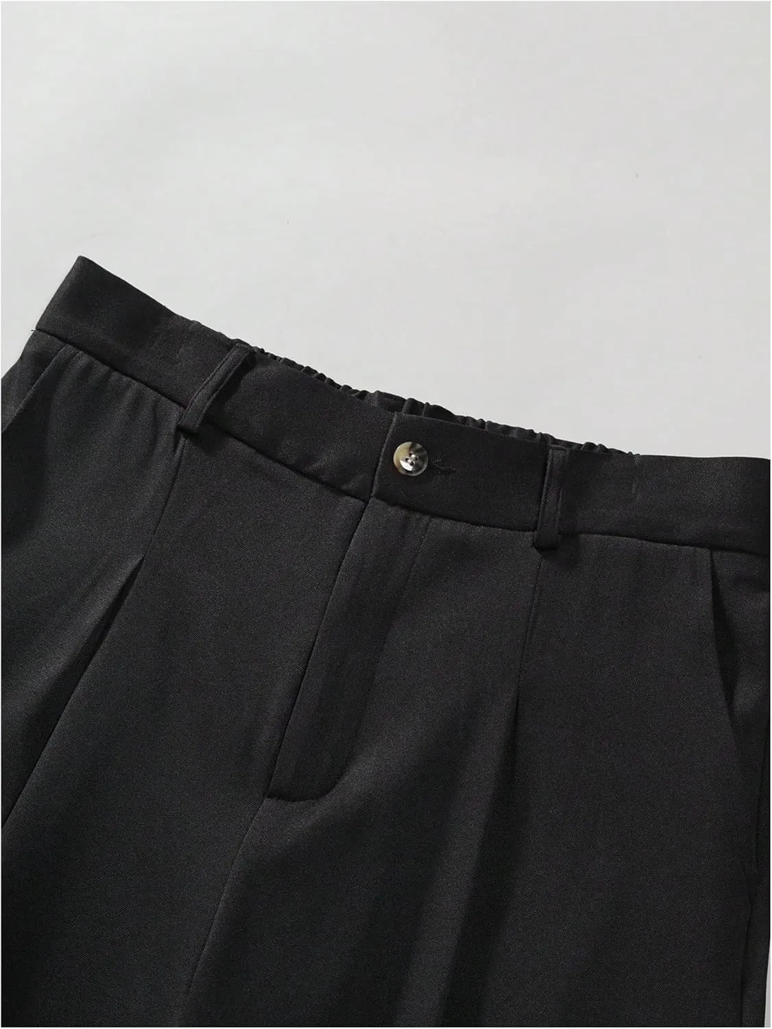 OYOANGLE Men's Pleated Trousers Straight Leg Business Work Office Casual Dress Pants Pockets Long Slacks