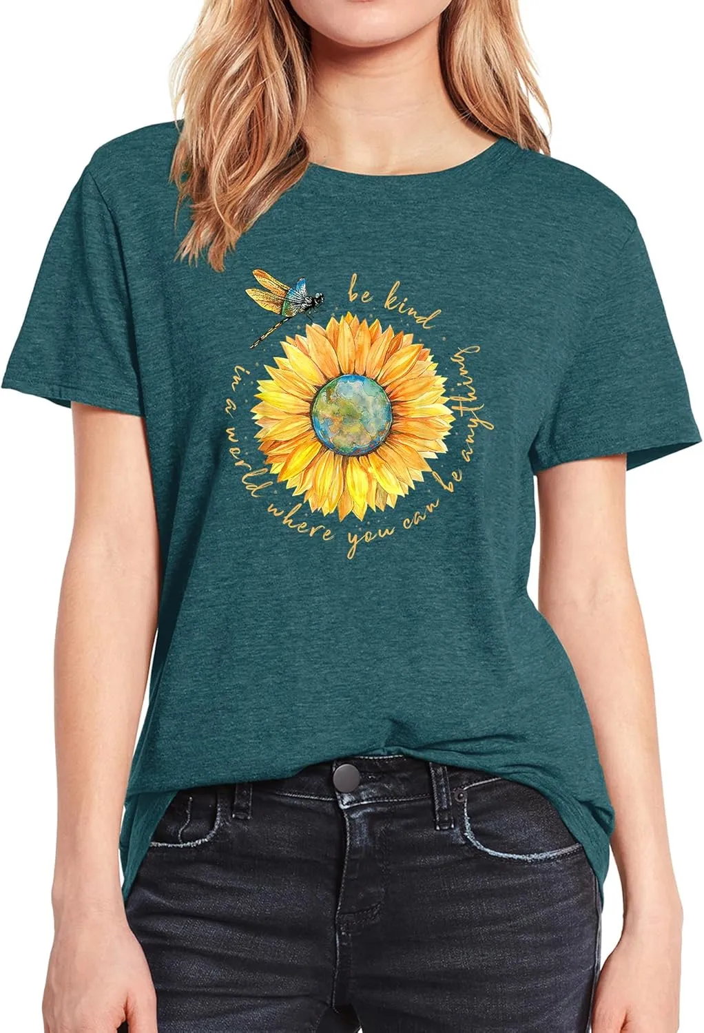 Plus Size Sunflower Graphic Tees for Women Cute Dandelion Short Sleeve T-Shirt Crewneck Ladies Tee Tops