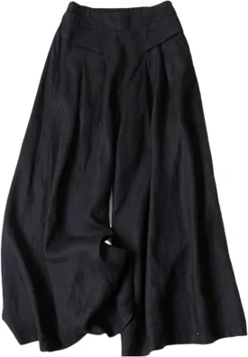 SCUSTY Linen Pants for Women Culottes Capris Wide Leg Palazzo Boho Pants Trousers