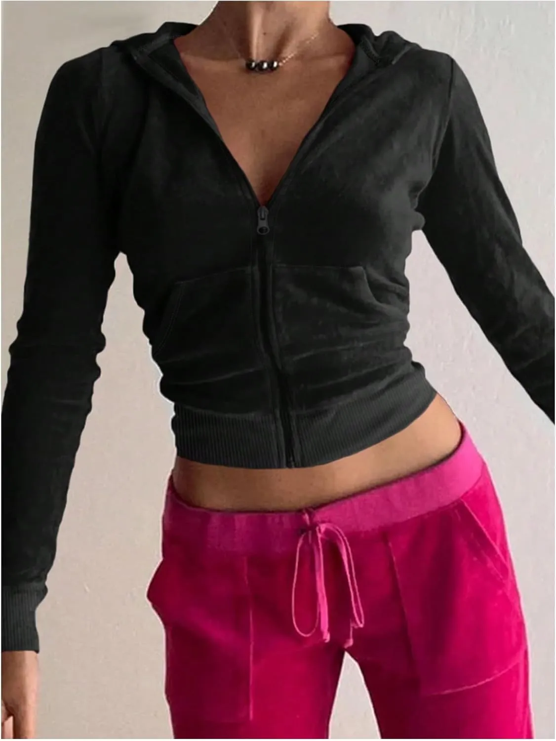 SOLY HUX Women's Zip Up Cropped Hoodies Sweatshirt Long Sleeve Casual Jacket with Pockets