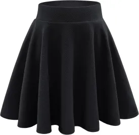 Stelle Women's Casual Skirt with Shorts Basic Versatile Stretchy Flared Pleated Skater Mini Skirts