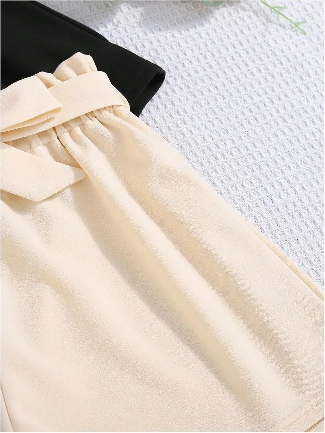 SweatyRocks Girl's 2 Piece Wide Leg Belted Shorts Solid Paperbag Waist Shorts Pants