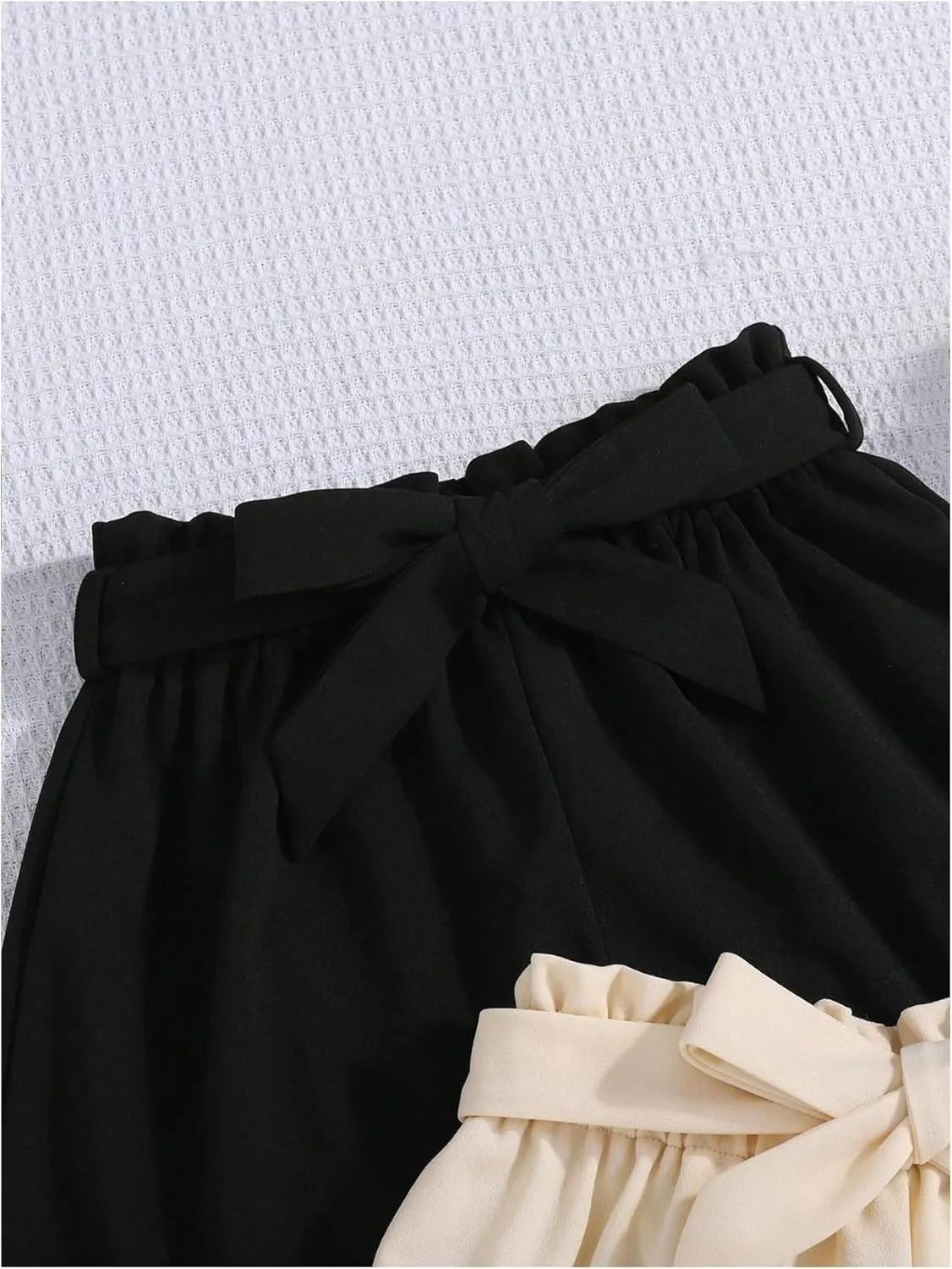SweatyRocks Girl's 2 Piece Wide Leg Belted Shorts Solid Paperbag Waist Shorts Pants